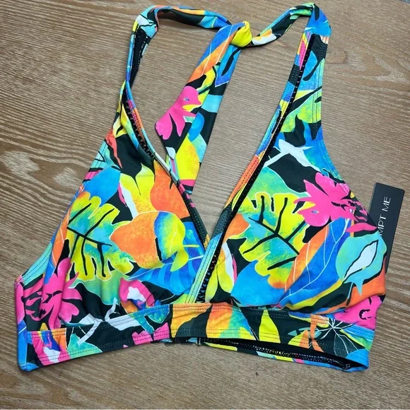 Women’s Tropical Floral Halter Swim Top - Multi - Picture 1 of 3